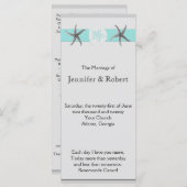 Aqua en Grijze Band Starfish huwelijksprogramma Programmakaart (Voorkant / Achterkant)