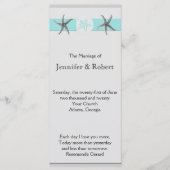 Aqua en Grijze Band Starfish huwelijksprogramma Programmakaart (Voorkant)