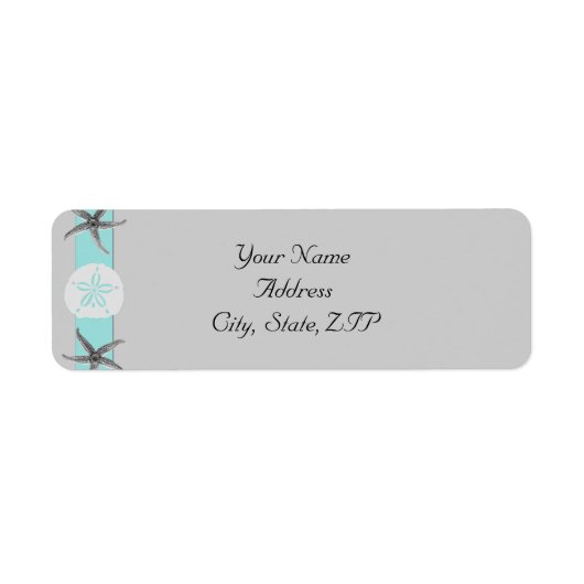 Aqua en Grijze Band Starfish Retouradres Etiket (Voorkant)
