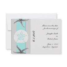 Aqua en Grijze Band Zeester Bewaar de Datum