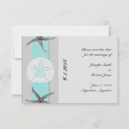 Aqua en Grijze Band Zeester Bewaar de Datum Kaart