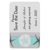 Aqua en Grijze Band Zeester Bewaar de Datum Magneet (Verticaal)