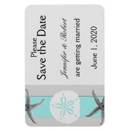 Aqua en Grijze Band Zeester Bewaar de Datum Magneet