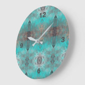 Aqua- en grijze geometrische patronen grote klok (Hoek)