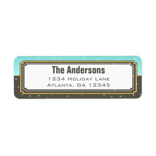 Aqua en Grijze kerststerren Retouradres Etiket (Voorkant)