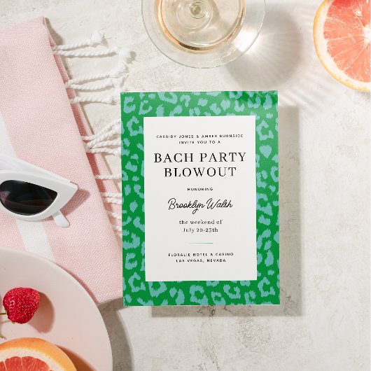 Aqua en Groene Dierenprint Bachelorette Party Kaart