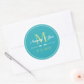 Aqua en Groene Monogram Stickers (Envelop)