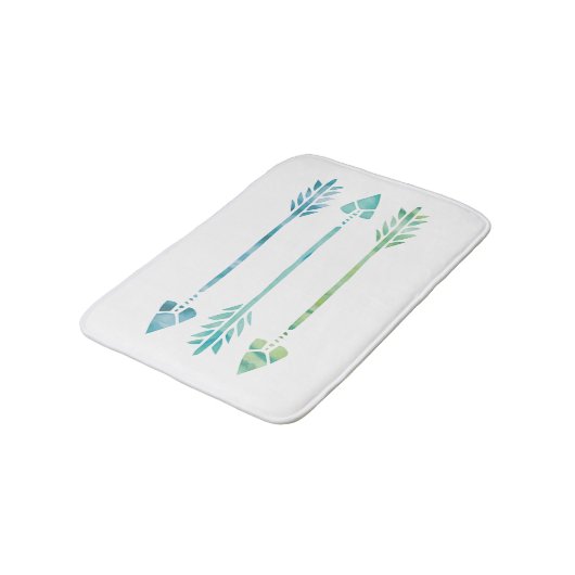 Aqua en Groene Waterverf Pijlen Badmat (Gekanteld)