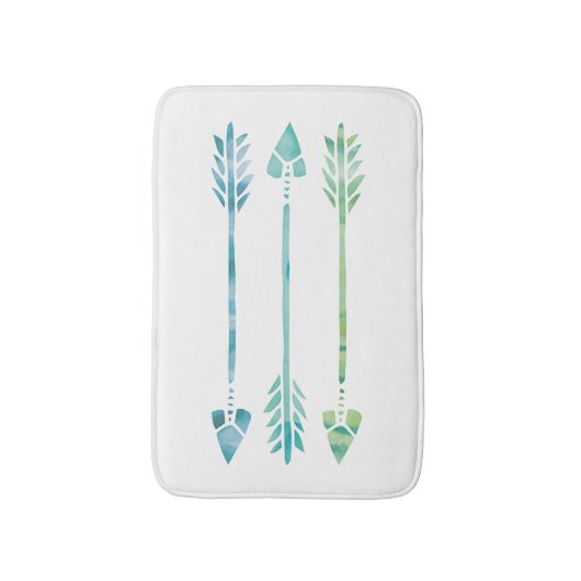 Aqua en Groene Waterverf Pijlen Badmat (Voorkant Verticaal)