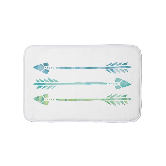 Aqua en Groene Waterverf Pijlen Badmat (Voorkant)