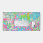 Aqua en Hot Pink Sunrise in Mijn Rubio Garden Bureaumat (Keyboard & Muis)