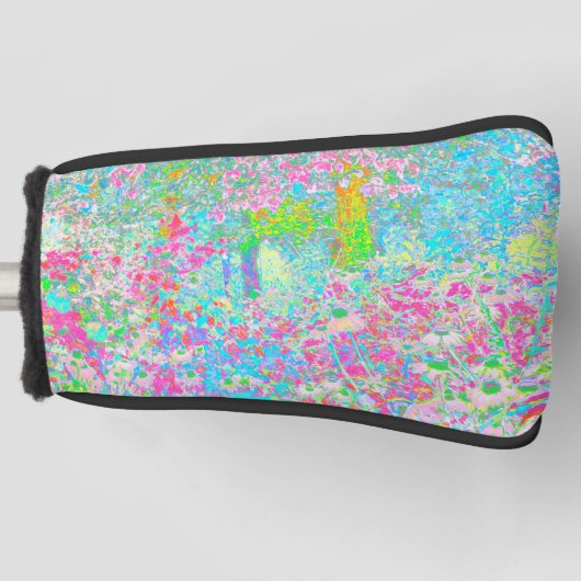 Aqua en Hot Pink Sunrise in Mijn Rubio Garden Golfheadcover (Voorkant)