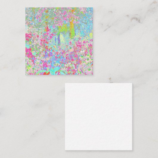 Aqua en Hot Pink Sunrise in Mijn Rubio Garden Vierkante Visitekaartje (Voorkant / Achterkant)