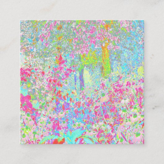 Aqua en Hot Pink Sunrise in Mijn Rubio Garden Vierkante Visitekaartje (Voorkant)