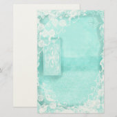 Aqua en Kant Junk Journal Briefpapier (Voorkant / Achterkant)