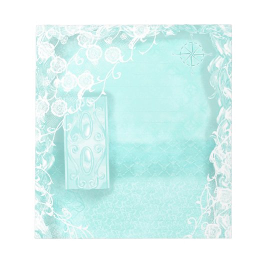 Aqua en Kant Junk Journal Notitieblok (Voorkant)