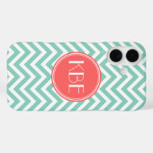 Aqua en koraal Modern Chevron Monogram Case-Mate iPhone Case (Achterkant (horizontaal))