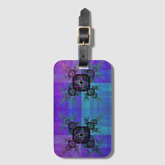 Aqua en Lila Fractal Joy Bagagelabel (Voorkant (verticaal))