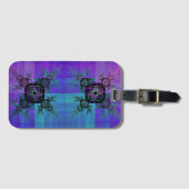 Aqua en Lila Fractal Joy Bagagelabel (Voorkant (horizontaal))