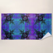 Aqua en Lila Fractal Joy Beach Handdoek (Voorkant)