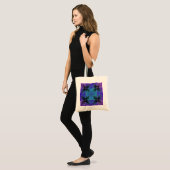 Aqua en Lila Fractal Joy Canvas tas (Voorkant (model))