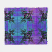 Aqua en Lila Fractal Joy Fleece Deken (Voorkant (Horizontaal))