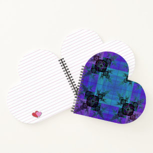 Aqua en Lila Fractal Joy Heart Spiral Notitieboek