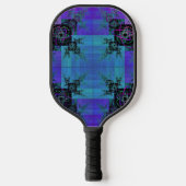 Aqua en Lila Fractal Joy Pickleball Paddle (Voorkant)