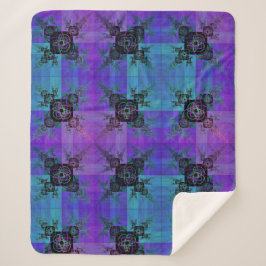 Aqua en Lila Fractal Joy Sherpa Blanket Deken