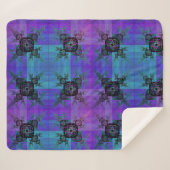 Aqua en Lila Fractal Joy Sherpa Blanket Sherpa Deken (Voorkant (horizontaal))