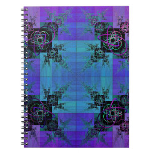 Aqua en Lila Fractal Joy Spiral Notitieboek