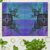 Aqua en Lila Fractal Joy Theedoek (Gevouwen)