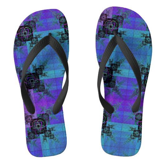 Aqua en Lila Fractal Joy Thongs Teenslippers (Voetbed)