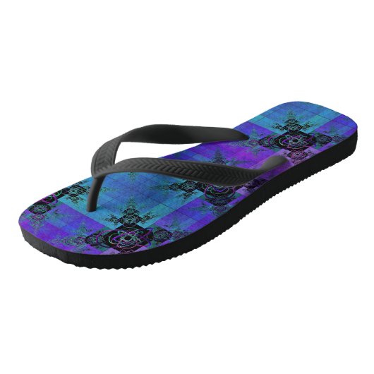 Aqua en Lila Fractal Joy Thongs Teenslippers (Schuin)