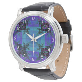 Aqua en Lila Fractal Joy Watch Horloge
