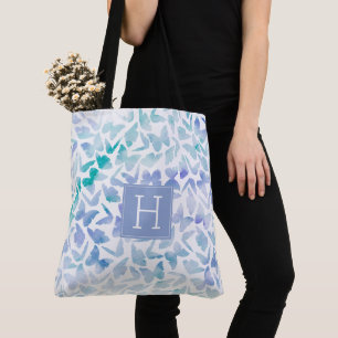 Aqua en Lila Waterverf Butterflies Tote Bag