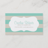 Aqua en Linnen Moderne Strepen en Stippen Contactkaartje (Voorkant)
