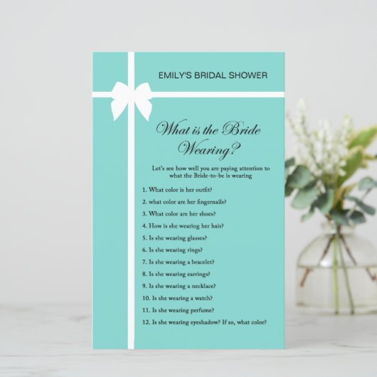 Aqua- en lint-Vrijgezellenfeest-game AFGEDRUKT (Staand voorkant)