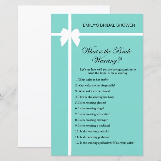 Aqua- en lint-Vrijgezellenfeest-game AFGEDRUKT (Voorkant / Achterkant)