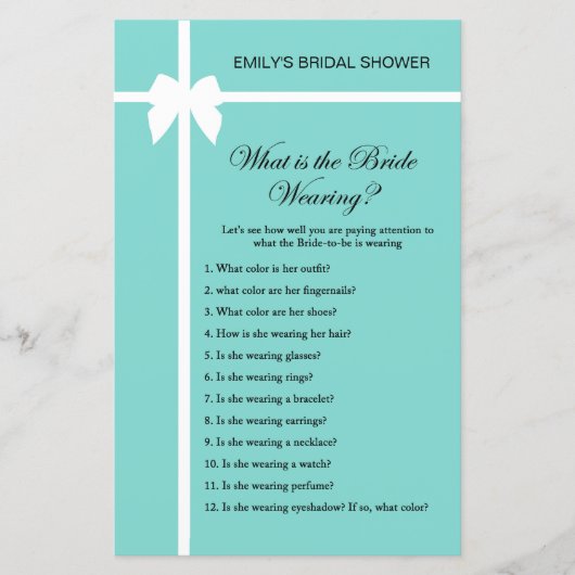 Aqua- en lint-Vrijgezellenfeest-game AFGEDRUKT (Voorkant)