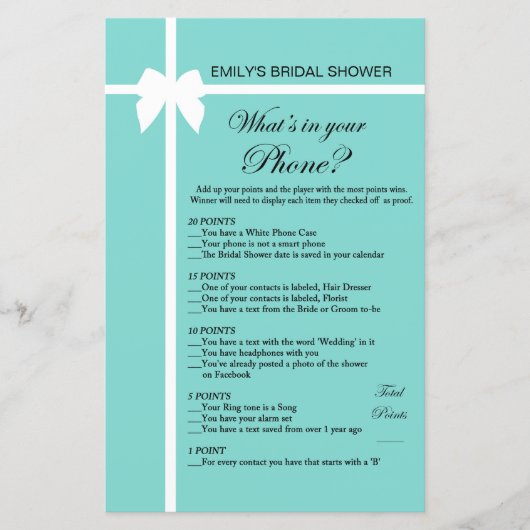 Aqua- en lint-Vrijgezellenfeest-game AFGEDRUKT (Voorkant)