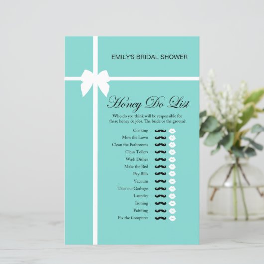 Aqua- en lint-Vrijgezellenfeest-game AFGEDRUKT (Staand voorkant)