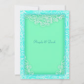 Aqua en Mint Waves Green Beach Wedding Kaart (Achterkant)