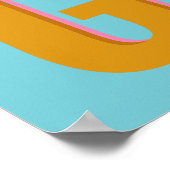 Aqua en Mosterd Retro Typografie Monogram Initiaal Poster (Hoek)