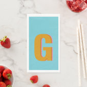 Aqua en Mustard Retro Typografie Monogram Initiaal Servet (Insitu)