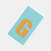 Aqua en Mustard Retro Typografie Monogram Initiaal Servet (Hoek)