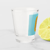 Aqua en Mustard Retro Typografie Monogram Initiaal Shot Glas (Links)