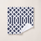 Aqua en Navy Blauwe Trellis Monogram Bad Handdoek (Wasdoekje)