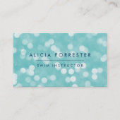 Aqua en Navy Bokeh Pattern Visitekaartje (Voorkant)