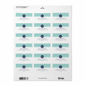 Aqua en Navy Preppy Diamond Chevron Monogram Etiket (Full Sheet)